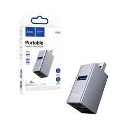 Hoco HB54 Conversor Portátil 3 em 1 USB para 2 USB 2.0 + USB 3.0 Cinza Metalizado